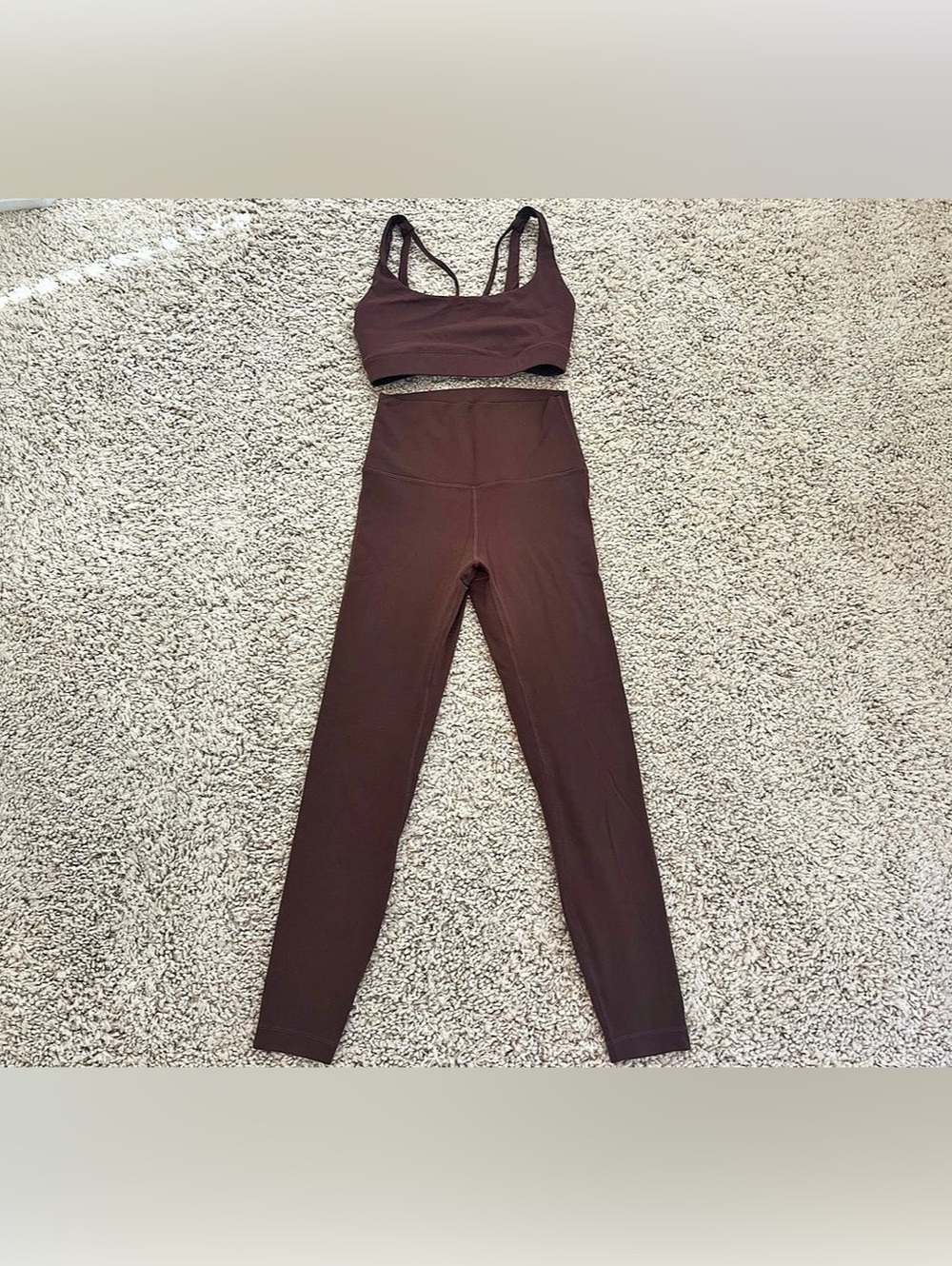 HeyNuts Workout Pro Brown Athletic Yoga Leggings and Sports Bra Set - Size XS